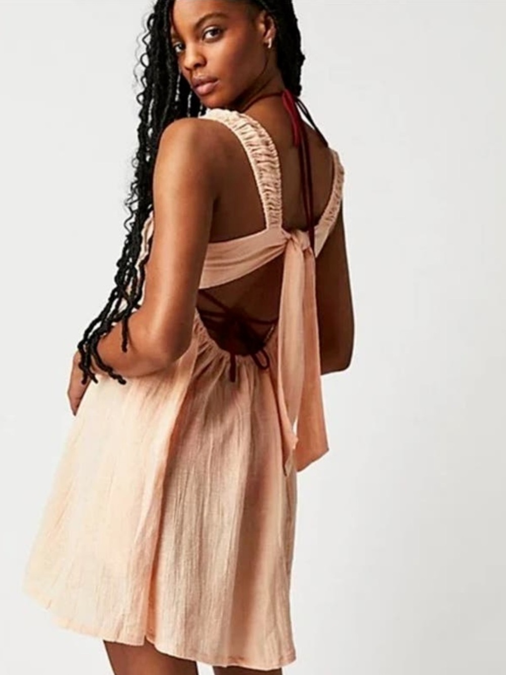 Free‎ People Blissful Breeze Linen-Blend Mini Dress Small